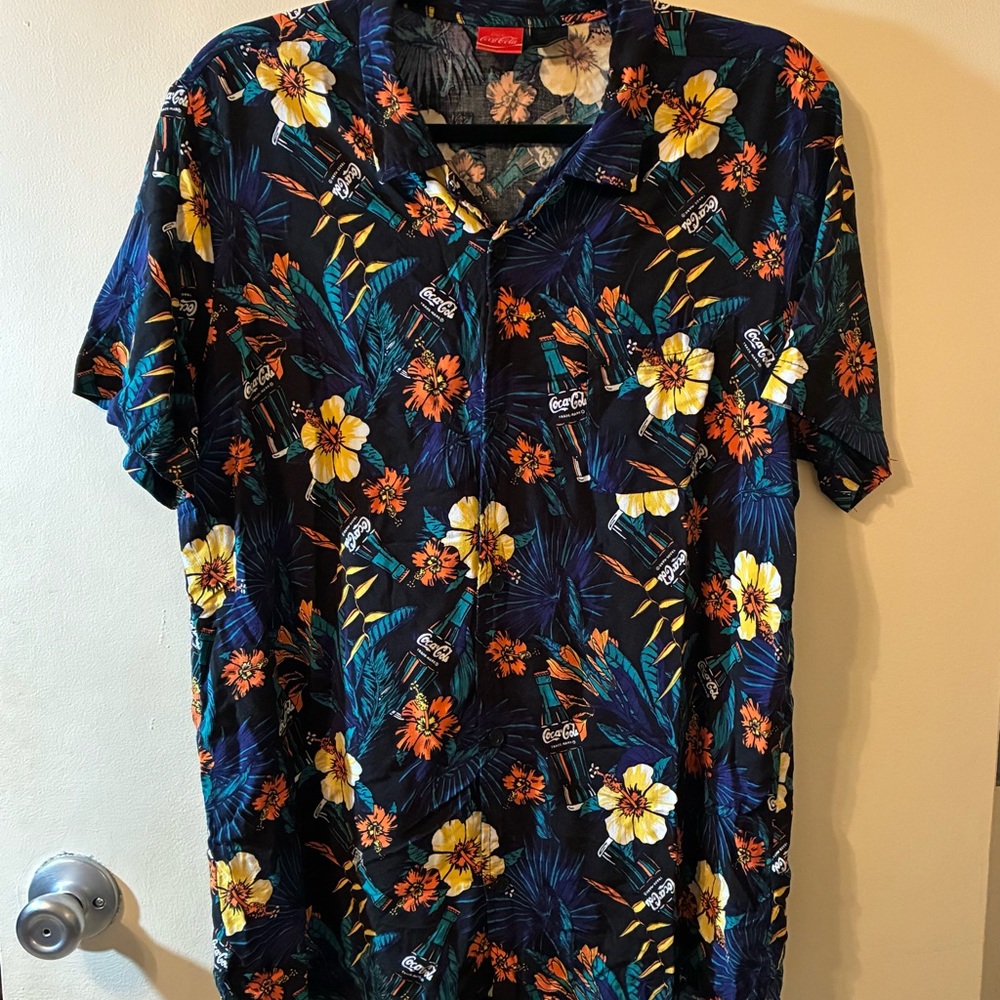 Coca Cola Hawaiian Shirt Coke Tropical Nostalgia Retro Collector Resortwear L